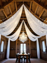 Load image into Gallery viewer, 26ft Wedding Sheer Drapes, Chiffon Fabric Drapery Roof Ceiling Decor, For Wedding, Home, Room Decor, Bride Shower Birthday Party, Graduation, Hotel Decorations, Wedding Decorations