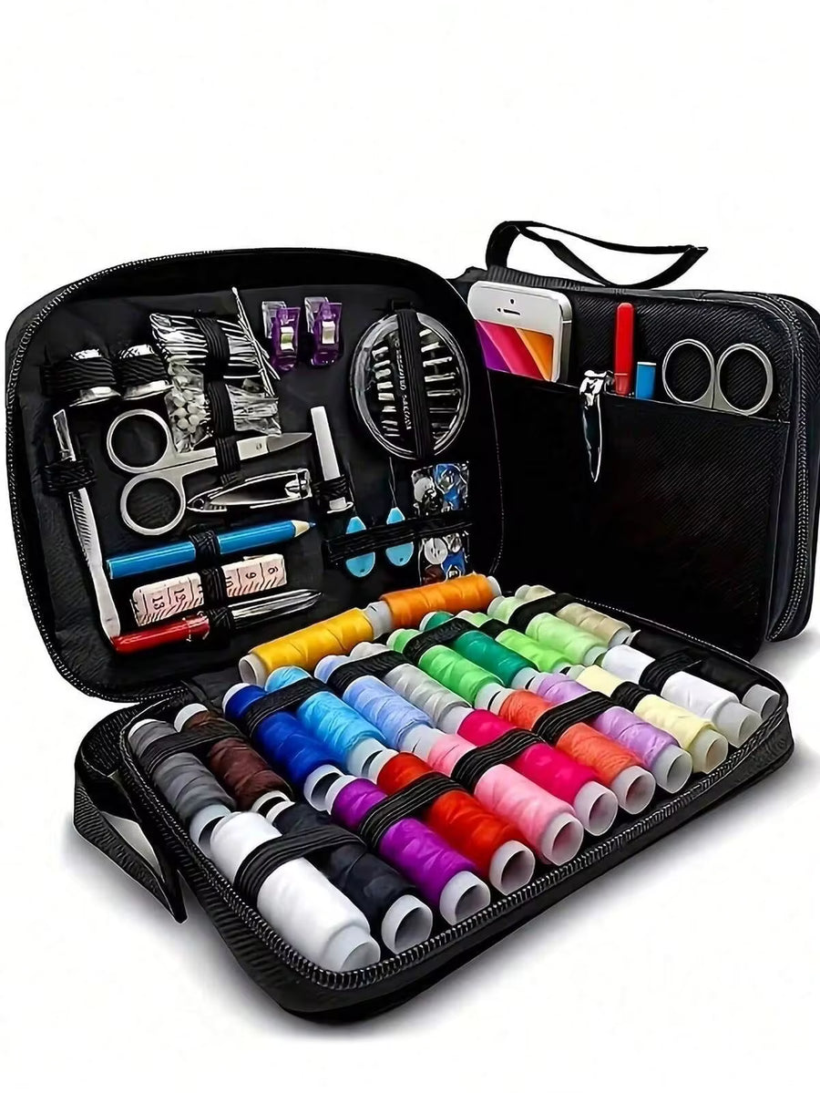 27pcs/100pcs Sewing Kit (Random Color), Travel Sewing Set Includes 24 Colors Thread, Needles, Scissors, Buttons, Tape Measure, Seam Ripper For Minor Repairs, Emergency Mending, DIY Crafts, Portable Travel Sewing Box, Sewing Notions