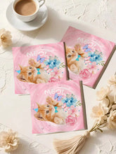 Load image into Gallery viewer, 33*33CM/12.99*12.99IN Disposable Party Napkins Sweet Pink Orange Cat Theme MEOW+Watercolor Bouquet Orange Cat Print Suitable For Birthday Party Pet Cat Theme Party Afternoon Tea Party Decoration Napkins