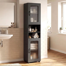 Load image into Gallery viewer, Tangkula 67” Tall Bathroom Cabinet Adjustable Open Shelf Space-Saving Modern Corner Tower