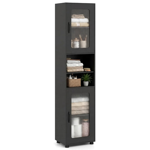 Tangkula 67” Tall Bathroom Cabinet Adjustable Open Shelf Space-Saving Modern Corner Tower