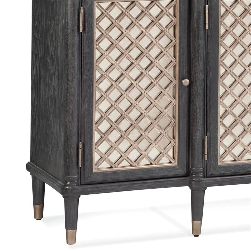 Bassett Mirror Groveland 6 - Shelf Wood Server with Metal Accents in Black