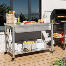 Load image into Gallery viewer, AECOJOY Stainless Steel Work Table with 2 Drawers, 48"x24" Commercial Kitchen Prep Table with Casters