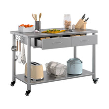 Load image into Gallery viewer, AECOJOY Stainless Steel Work Table with 2 Drawers, 48"x24" Commercial Kitchen Prep Table with Casters