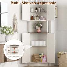 Load image into Gallery viewer, Chvans Farmhouse 68" Tall Corner Cabinet W/4 Barn Doors, 5 Tier Bookcase Storage Cabinet with Adjustable Shelves, Corner Storage Cabinet for Bathroom, Living Room, Kitchen, Brown