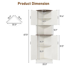 Load image into Gallery viewer, Chvans Farmhouse 68" Tall Corner Cabinet W/4 Barn Doors, 5 Tier Bookcase Storage Cabinet with Adjustable Shelves, Corner Storage Cabinet for Bathroom, Living Room, Kitchen, Brown