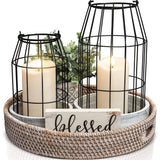 Rustic Farmhouse Lantern Decor - Stylish Decorative Lanterns for Your Living Room, Fireplace Mantle or Kitchen Dining Table - Modern Upscale Beauty