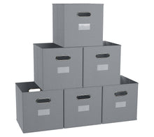 Load image into Gallery viewer, Ornavo Home Foldable Storage Bins Basket Cube Organizer with Dual Handles and Window Pocket - 6 Pack - Gray